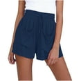 thumbnail image 1 of IROINNID Women's Drawstring Cotton And Linen Elastic Waist Pocket Solid Shorts With Pocket Shorts With Pocket, 1 of 4
