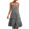 thumbnail image 1 of IROINNID Women's Empire Dress Casual Gorgeous Fashion Summer Sling Mid-waist Sleeveless Strapless Striped Dress V-Neck Comfort Waist Dress, 1 of 7