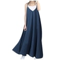 thumbnail image 1 of IROINNID Women's Empire Dress V-Neck Sleeveless Summer Dresses For Dress Loose Dresses Solid Color Full-Length Dress, 1 of 9