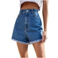 thumbnail image 1 of IROINNID Women's Fashion Frayed Hem Pocket Loose Denim Shorts, 1 of 8