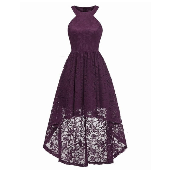 IROINNID Women's Fashion Grenadine Sleeveless Embroidery Evening Dress Party Dress A-Line Solid Color Dress