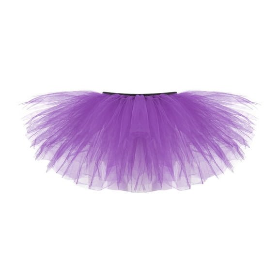 IROINNID Women's Fashion Pleated 5 Layered Mesh Adult Tutu Dancing Skirt Short Elastic Waist Short Solid Color Skirt