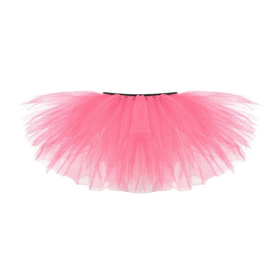 IROINNID Women's Fashion Pleated 5 Layered Mesh Adult Tutu Dancing Skirt Short Elastic Waist Short Solid Color Skirt
