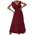 thumbnail image 1 of IROINNID Women's Fashionable Elegant Slim Chiffon Comfortable Pleated Dress A-Line Solid Color Dress, 1 of 8