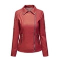 thumbnail image 1 of IROINNID Women's Faux Leather Jacket Long Sleeve Solid Color Notch Lapel Outwear, Leisure Leather Cardigan with Pocket Short Jacket, 1 of 7