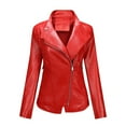 thumbnail image 1 of IROINNID Women's Faux Leather Jacket Long Sleeve Solid Color Stand Collar V-Neck Outwear, Casual Winter Thickened Plush Cotton Plush Collar Jacket Cotton Jacket Warm Plush Jacket, 1 of 6