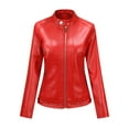 thumbnail image 1 of IROINNID Women's Faux Leather Jacket Reduced Long Sleeve Casual Biker Zip Up Jacket,Red, 1 of 6