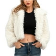 thumbnail image 1 of IROINNID Women's Faux-fur Jacket Long Sleeve Solid Color Turndown Lapel Outwear, Loose Winter Lapel Warm Faux-furry Faux Jacket Outerwear, 1 of 9
