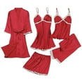 thumbnail image 1 of IROINNID Women's Five Pieces Pajamas Sets Casual Sleepwear Super Soft Loungewear with Robe,Red, 1 of 3