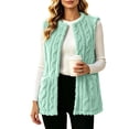 thumbnail image 1 of IROINNID Women's Fleece Vest Open Front Cable Knit Sleeveless Cardigan Coat with Pockets for Cozy Fall Winter Layering and Everyday Wear, 1 of 8