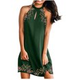 thumbnail image 1 of IROINNID Women's Halter Dress Summer Casual Fashion Metal Hanging Neck Sleeveless Dress Prints Comfort Waist Dress, 1 of 4