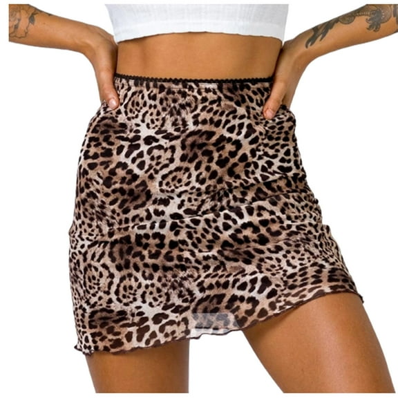 IROINNID Women's High Waist Slim Zipper Casual A-Line Short Empire Waist Mini Print Skirt