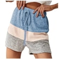 thumbnail image 1 of IROINNID Women's High Waist Striped Colorblock Elastic Waist Casual Shorts, 1 of 9