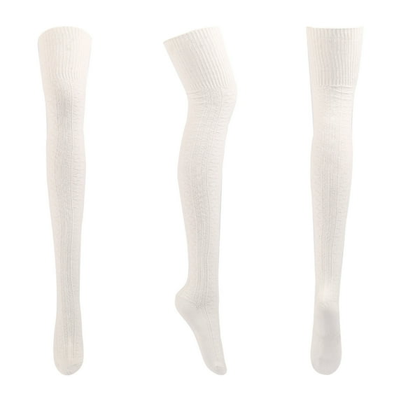 IROINNID Women's Home-wear Thick Warmth Cotton Knitting Socks Coral Fleece Autumn Winter Solid Thigh-high Stockings