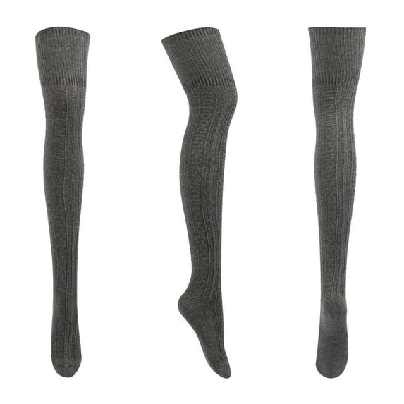 IROINNID Women's Home-wear Thick Warmth Cotton Knitting Socks Coral Fleece Autumn Winter Solid Thigh-high Stockings