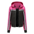 thumbnail image 1 of IROINNID Women's Hooded Casual Jacket Solid Color Long Sleeve Leisure Jacket Waterproof Coat Drawstring Outerwear Patchwork Jackets, Hot Pink, 1 of 7