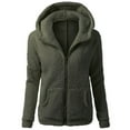 thumbnail image 1 of IROINNID Women's Hooded Parka Jacket Solid Color Long Sleeve Warm Sweater Coat Winter Warm Woolen Zipper Coat Outerwear, Army Green, 1 of 6