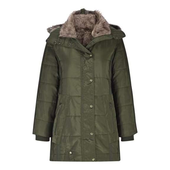 IROINNID Women's Hooded Winter Jacket Coat Solid Color Long Sleeve Warm Autumn Open Front Loose Zipper Coat Tops, Army Green