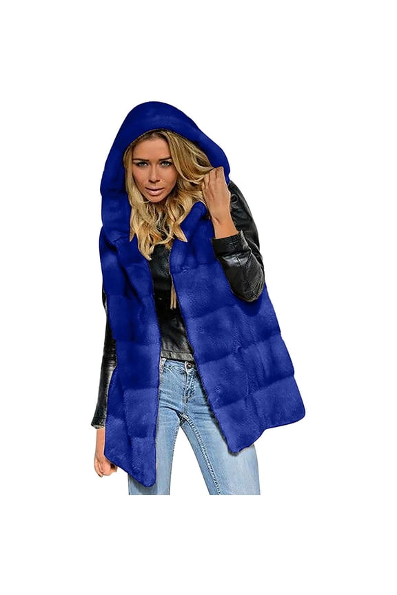 Women's Hooded Winter Jacket Coat Solid Color Long Sleeve Warm - Gilet Waistcoat Body Jacket Coat Outerwear, Dark Blue