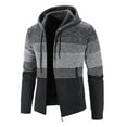 thumbnail image 1 of IROINNID Women's Hooded Zip Up Jacket Stripes Long Sleeve Loose Fleece Thick Stripe Color Matching Sweater Coat Gradient Casual Men's, Gray, 1 of 7