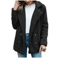 thumbnail image 1 of IROINNID Women's Jacket Shearling Jacket Notch Lapel Solid Color Long Sleeve Casual Ladies Warm Jacket Winter Lamb Woolen Outerwear, Black, 1 of 9