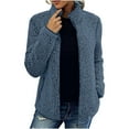 thumbnail image 1 of IROINNID Women's Jacket Shearling Jacket Stand Collar Solid Color Long Sleeve Loose s Comfortable Loose Tops Pocket Long Coat , Blue, 1 of 6