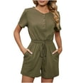 thumbnail image 1 of IROINNID Women's Jumpsuits Solid Color Comfortable Loose Short Sleeve Casual Pocket Buttons Summer Clothes, 1 of 7