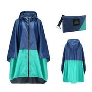 IROINNID Women's Leisure Mid-Long Raincoat Print Waterproof Coat Long Sleeve Outwear, Blue