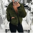 thumbnail image 1 of IROINNID Women's Leisure Short Jacket Solid Color Zip Up Long Sleeve Hoodie Outwear ppp, Army Green, 1 of 9
