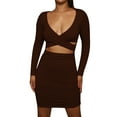 thumbnail image 1 of IROINNID Women's Long Sleeve Bodycon Dress V-Neck Sexy Slim Hollowing Package Hip Camisole Dress Strapless Dress, 1 of 8