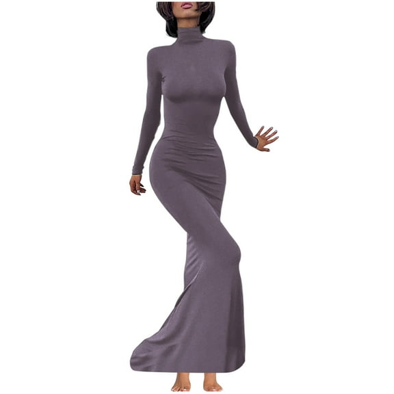 IROINNID Women's Long Sleeve Dress: Casual Round Neck Dresses Twist Waist Ribbed Knit Bodycon Slit Cocktail Party Dress