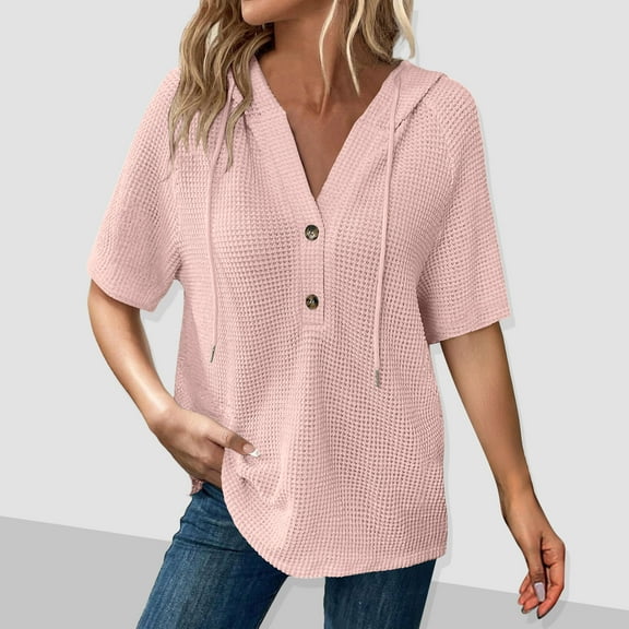 IROINNID Women's Long Sleeve Hooded Color Blocked Pullover Tops Casual Loose Fits Tunic Blouse,Fashion Basic Soft Tee,Trendy Spring and Fall Wear(Pink,)