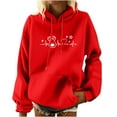 thumbnail image 1 of IROINNID Women's Long Sleeve Hoodie Mid-Length Leisure Christmas Print Pocket Sweatshirts Shirt Pullover, Red, 1 of 5