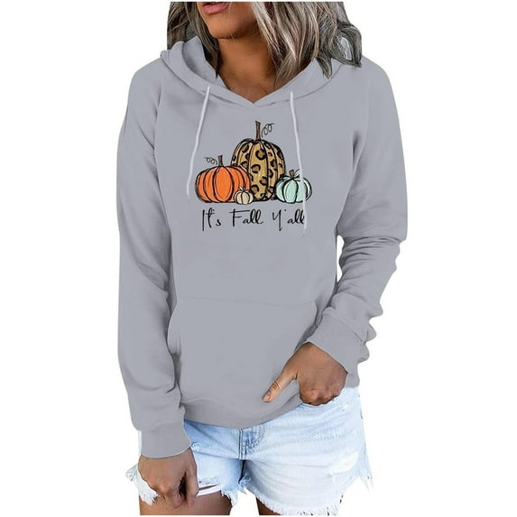 IROINNID Women's Long Sleeve Hoodie Mid-Length Print Leisure Pullover Tops Sweatshirt, Gray