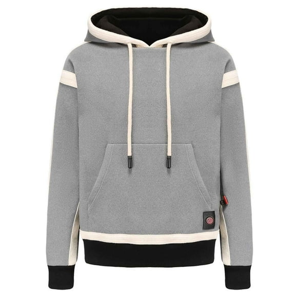 IROINNID Women's Long Sleeve Hoodie Mid-Length Solid Color Comfy Adult Plush Heating Pullover Thickening Sweatshirt Tops Coat, Gray