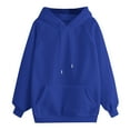 thumbnail image 1 of IROINNID Women's Long Sleeve Hoodie Mid-Length Solid Color Leisure Winter Button Pocket Sweatshirt, Blue, 1 of 6