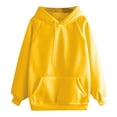 thumbnail image 1 of IROINNID Women's Long Sleeve Hoodie Mid-Length Solid Color Leisure Winter Button Pocket Sweatshirt, Yellow, 1 of 6