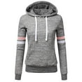 thumbnail image 1 of IROINNID Women's Long Sleeve Hoodie Mid-Length Stripes Loose Full Sleeve Sweatshirt Pullover Pocket Tops Shirt, Gray, 1 of 4