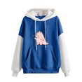 thumbnail image 1 of IROINNID Women's Long Sleeve Hoodie Round Neck Mid-Length Print Comfy Short Tops Pullover Sweatshirts, Blue, 1 of 5