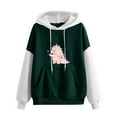 thumbnail image 1 of IROINNID Women's Long Sleeve Hoodie Round Neck Mid-Length Print Comfy Short Tops Pullover Sweatshirts, Green, 1 of 5