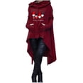 thumbnail image 1 of IROINNID Women's Long Sleeve Hoodie Thigh-Length Print Leisure Plus Size Medium And Long Tops Sweatshirts Pullover, Wine, 1 of 8