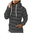 thumbnail image 1 of IROINNID Women's Long Sleeve Hoodie Turtleneck Mid-Length Stripes Loose Pocket Crop Workout Pullover Tops, Gray, 1 of 4