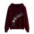 thumbnail image 1 of IROINNID Women's Long Sleeve Sweatshirt Mid-Length Print Casual Sweatshirt Tops Drawstring Lightweight Tops, Wine, 1 of 5