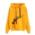 thumbnail image 1 of IROINNID Women's Long Sleeve Sweatshirt Mid-Length Print Casual Sweatshirt Tops Drawstring Lightweight Tops, Yellow, 1 of 5