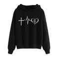 thumbnail image 1 of IROINNID Women's Long Sleeve Sweatshirt Mid-Length Print Leisure Drawstring Sweatshirt Tops, Black, 1 of 5