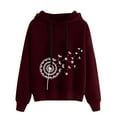 thumbnail image 1 of IROINNID Women's Long Sleeve Sweatshirt Mid-Length Print Leisure Sweatshirt Tops Drawstring Lightweight Tops, Wine, 1 of 5