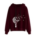 thumbnail image 1 of IROINNID Women's Long Sleeve Sweatshirt Mid-Length Print Stylish Sweatshirt Tops Drawstring Lightweight Tops, Wine, 1 of 5