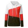 thumbnail image 1 of IROINNID Women's Long Sleeve Sweatshirt Round Neck Mid-Length Color Block Loose Splicing Tops Sweatshirt, Red, 1 of 3