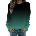 thumbnail image 1 of IROINNID Women's Long Sleeve Sweatshirt Round Neck Mid-Length Gradient Casual Tops Sweatshirt, Light Blue, 1 of 5