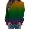 thumbnail image 1 of IROINNID Women's Long Sleeve Sweatshirt Round Neck Mid-Length Gradient Loose Tops Sweatshirt, Green, 1 of 5